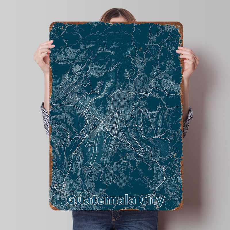 Custom Map Poster - Mapa miasta Gwatemala, plakat z blachy,