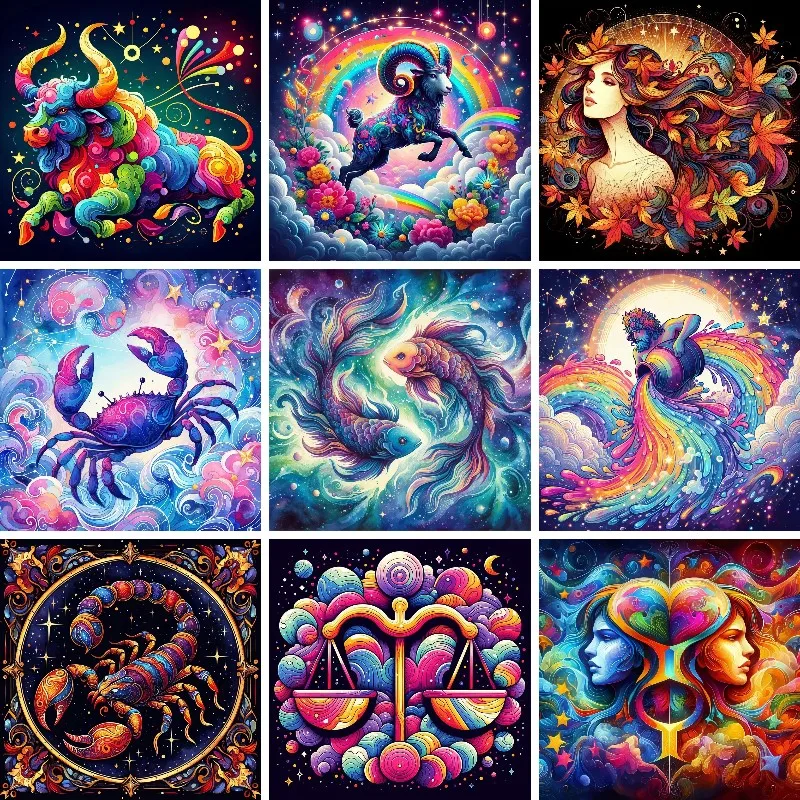 Photo Mosaic Print - 5D Diamond Painting Zodiac Signs Astrological