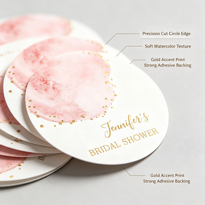 Naklejki okrągłe w kolorze róż – Personalized Name Box recenzja i cena
